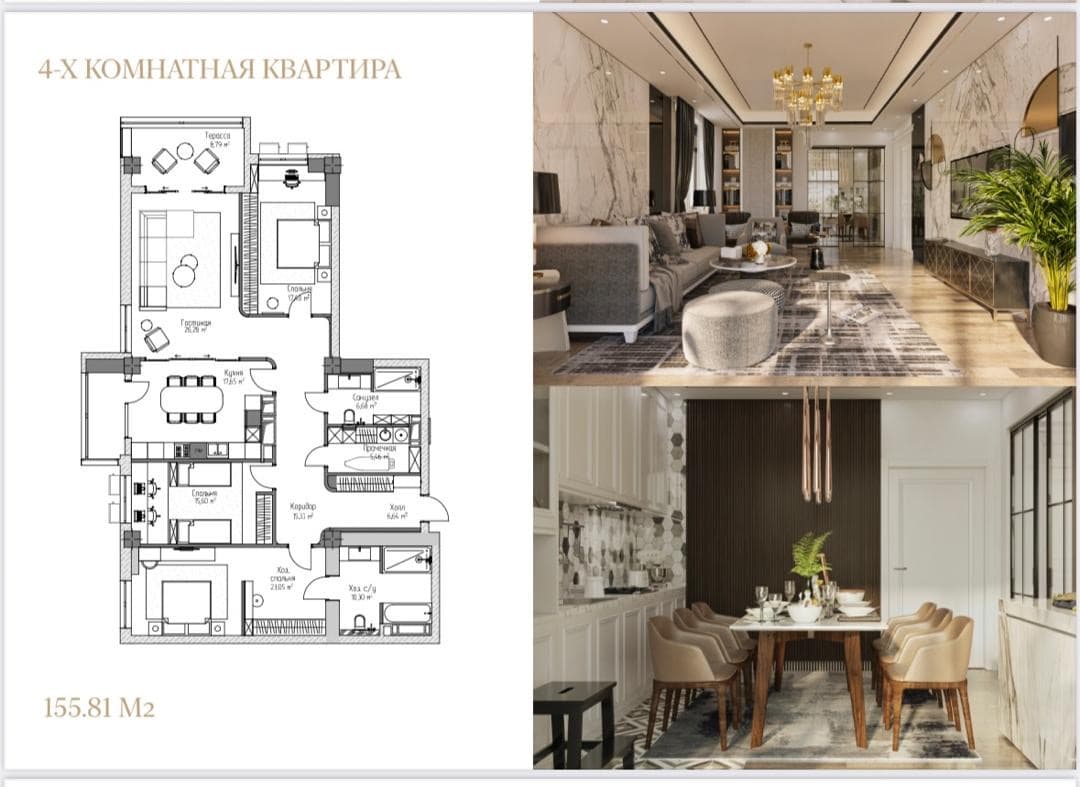 Элитка, 4 ком, 156 м2, этаж 4/20, ж/к Прайм Парк (Prime Park), Сост: Строящийся ПСО